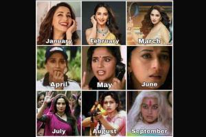 Madhuri takes 2020 challenge, shares quirky collage on different moods