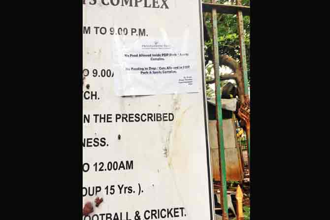 The notice put up at the park’s entrance