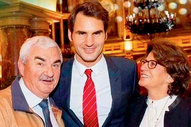 Roger Federer with father Robert and mother Lynette