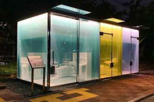 Tokyo has public toilets with transparent doors, walls