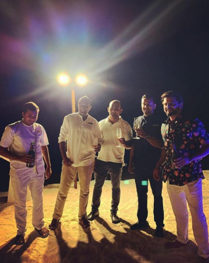 Suresh Raina shared this photo and thanked the resort for their warm hospitality and service. He wrote: Thank you @heritanceaarah best birthday ever! Great hospitality and love thank you @tubazafir for outfit