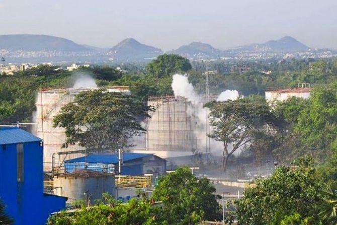 May 7: Styrene gas leak at LG polymers plant in Visakhapatnam, Andhra Pradesh- Smokes rise from an LG Polymers plant following a gas leak incident in Visakhapatnam. Eleven people died and over 5,000 fell ill from the ga leak