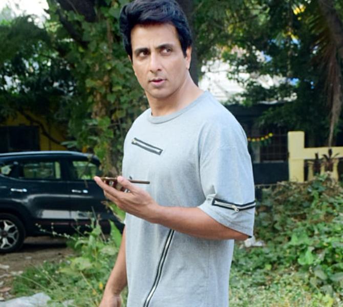 Sonu Sood was also snapped in Juhu.