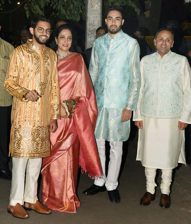 In picture: Rashmi Thackeray with sons Aaditya and Tejas at megastar Amitabh Bachchan's Diwali party held in October 2019.