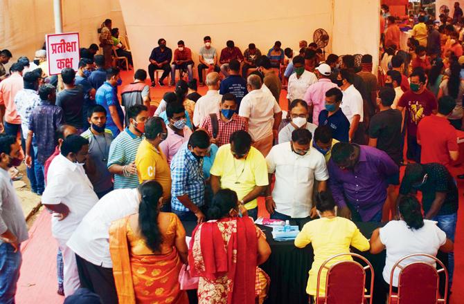 People register at Prabhadevi camp on Sunday