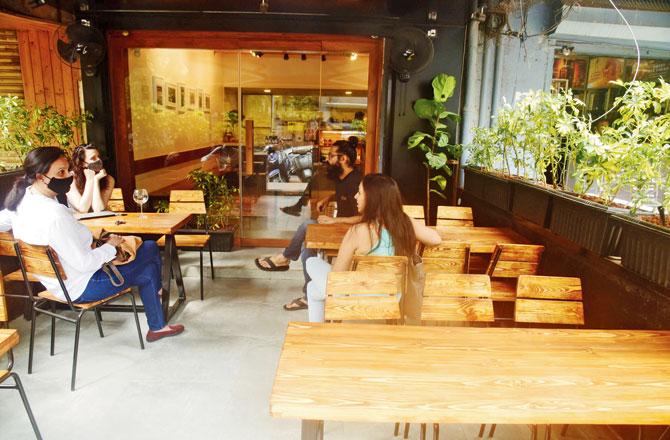 The space also offers outdoor seating for dining