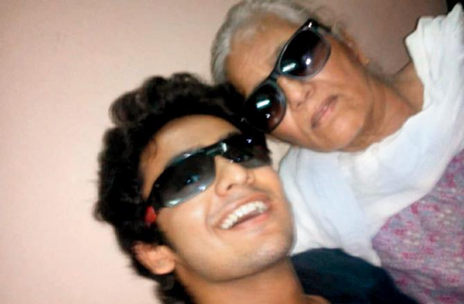 With his grandmother, Khatoon Khan, when he was in college