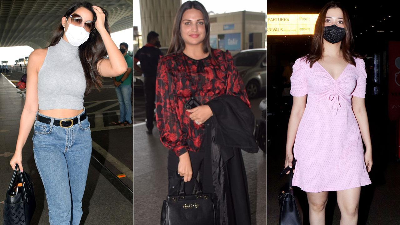 Nora Fatehi, Tamannaah Bhatia, Himanshi Khurana with Asim Riaz at Mumbai airport
