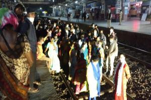 Commuters protest at Palghar railway station as local train cancelled