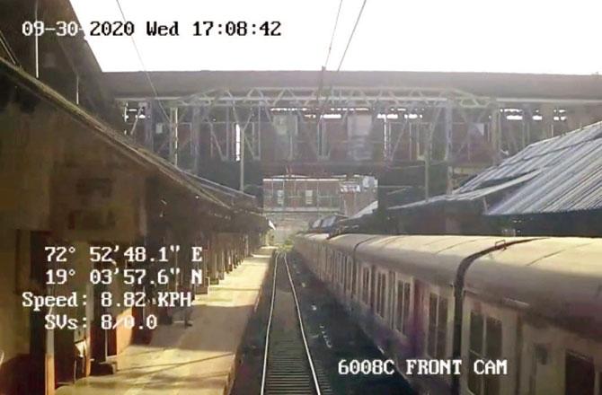 The view from the dashcam at the front of the train