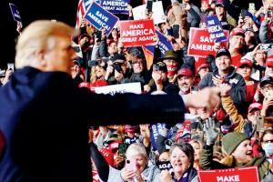 Trump floods rally with audacious falsehoods