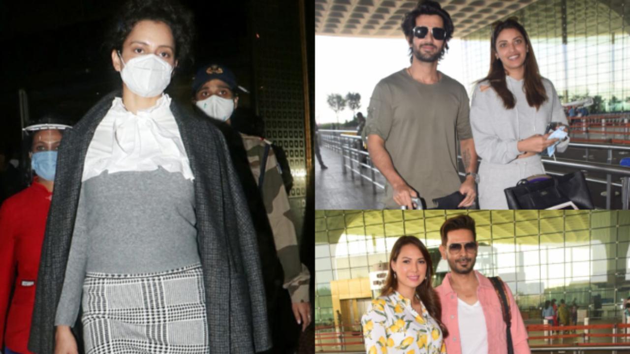 Kangana, Gauahar, Aditya Seal, Roschelle Rao clicked at Mumbai Airport