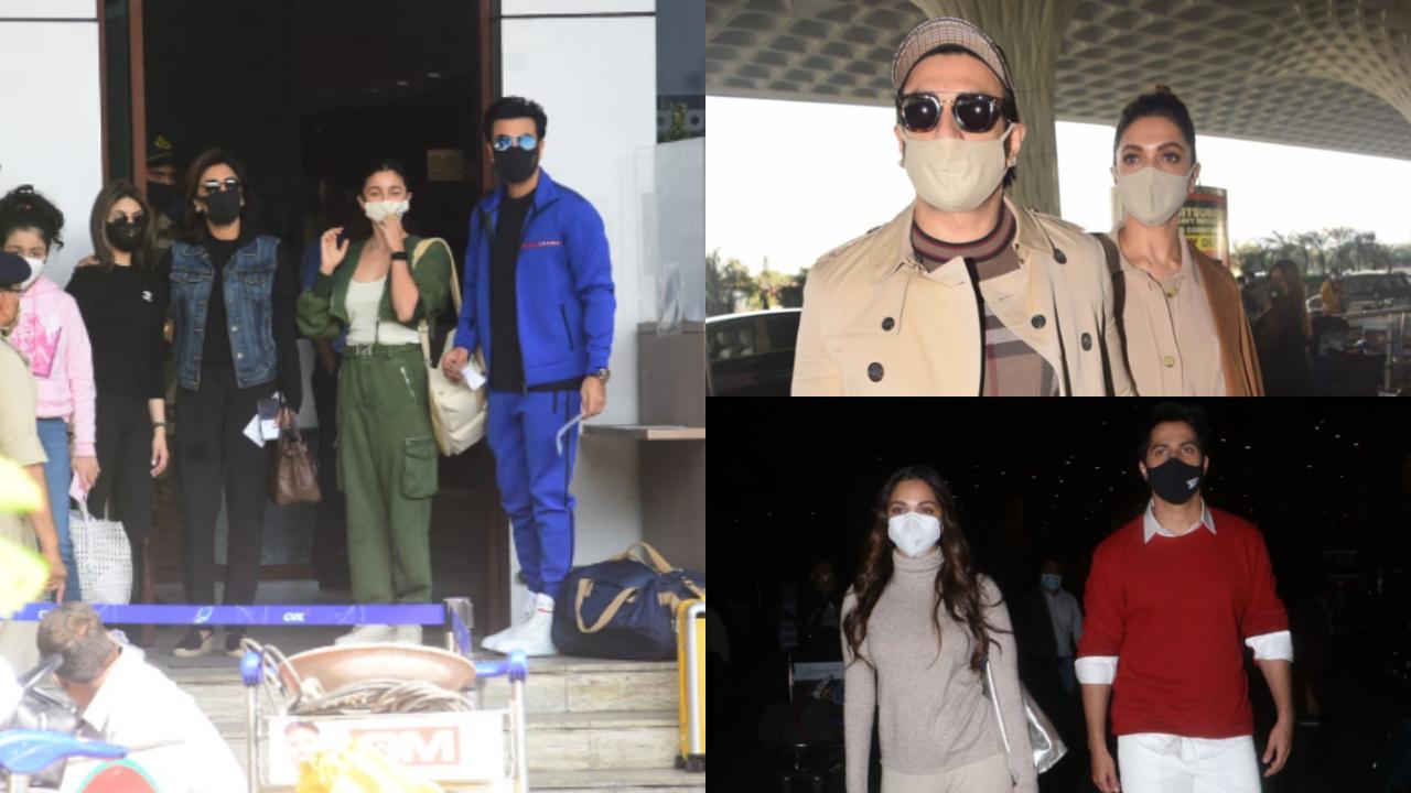 Ranbir with Alia, Ranveer with Deepika clicked at Mumbai Airport