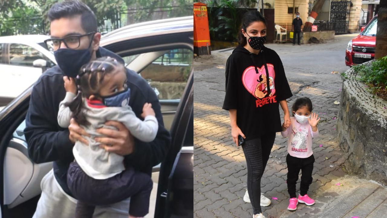 Soha Ali Khan and Angad Bedi step out with their daughters; spotted in Bandra