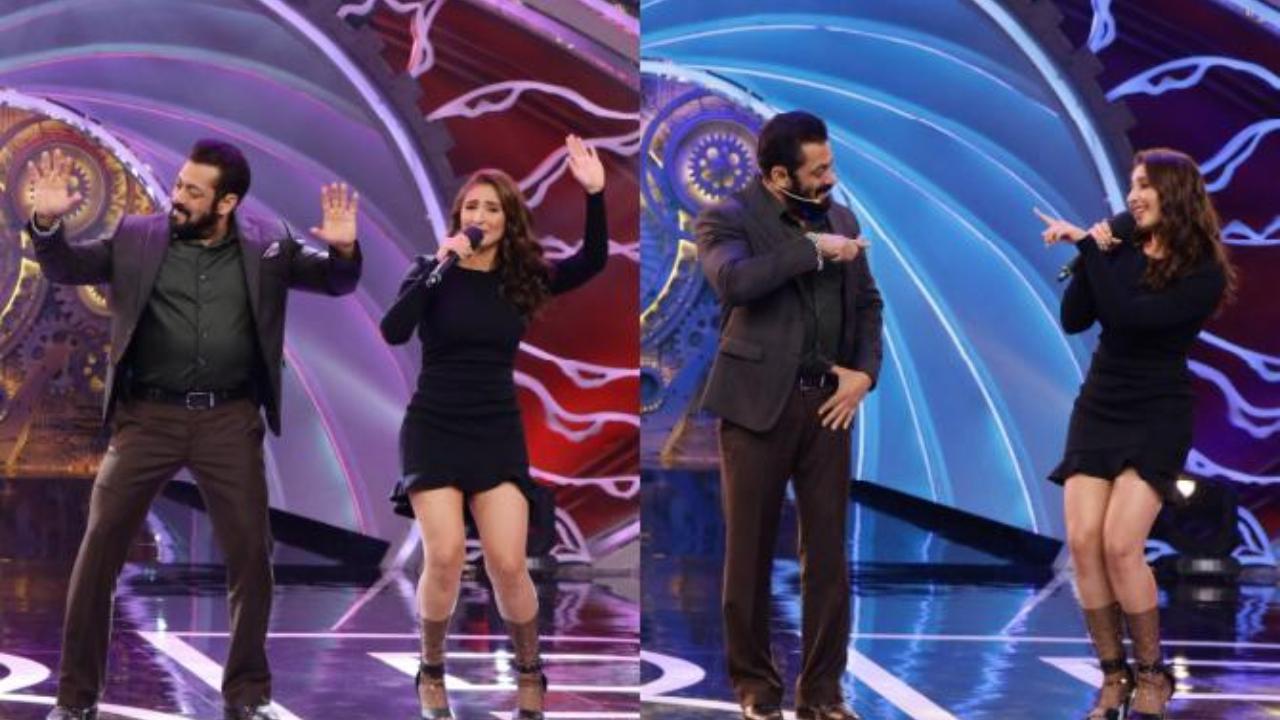 Salman Khan danced to her latest release Nayan and the pair had a blast together. The two also engaged in fun banter entertaining the crowd to the fullest.