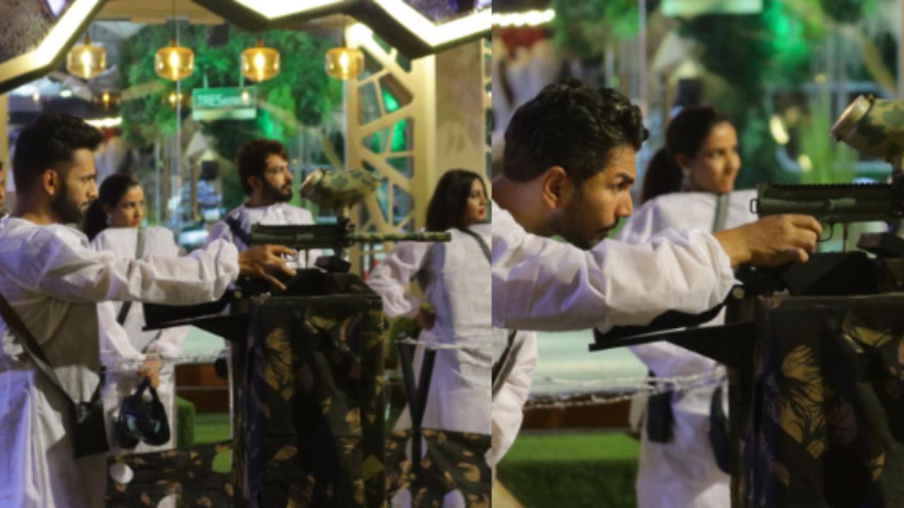 Tuesday began with the dreaded nomination task. This time, Bigg Boss gave a very novel way for the contestants to nominate each other. He gave them a fiery paint gun with which they can nominate the candidate they felt does not deserve to be in the house. The first one to fire was Rahul Vaidya who went after the couple Rubina and Abhinav. While he felt that Abhinav did not deserve to be in the house as he was boring, he also fired at Rubina for being very authoritative and rude. Abhinav in turn fired at Rahul Vaidya and Arshi Khan. He said his reason for firing Arshi was her conduct towards Vikas Gupta. Arshi, too, chose to target Abhinav and told him to not use Vikas Gupta’s name to gain sympathy.