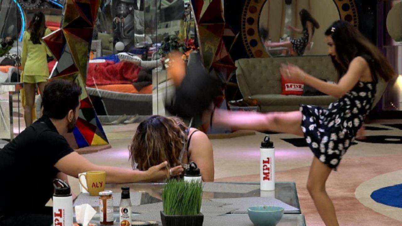 Aly got increasingly frustrated by the way Rakhi talked. Eventually, it was Jasmin who clashed with Rakhi. The two were not ready to back down and entered into a major shouting match. Jasmin, finally, dumped a mask on Rakhis's head. Rakhi cried and said that she was hurt. While Jasmin believed that Rakhi's tearful outburst was just another drama, Aly asked Jasmin to calm down.
