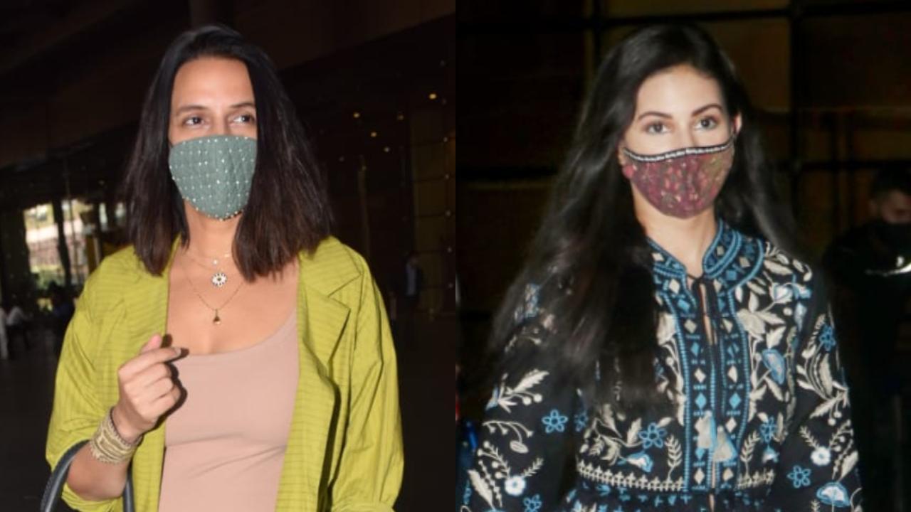 Neha Dhupia, Sonal Chauhan, Amyra Dastur, Bhagyashree clicked at Mumbai Airport