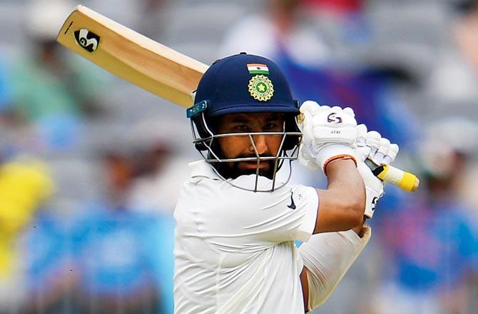 Cheteshwar Pujara during the 2018 Perth Test v Oz. Pic/AFP