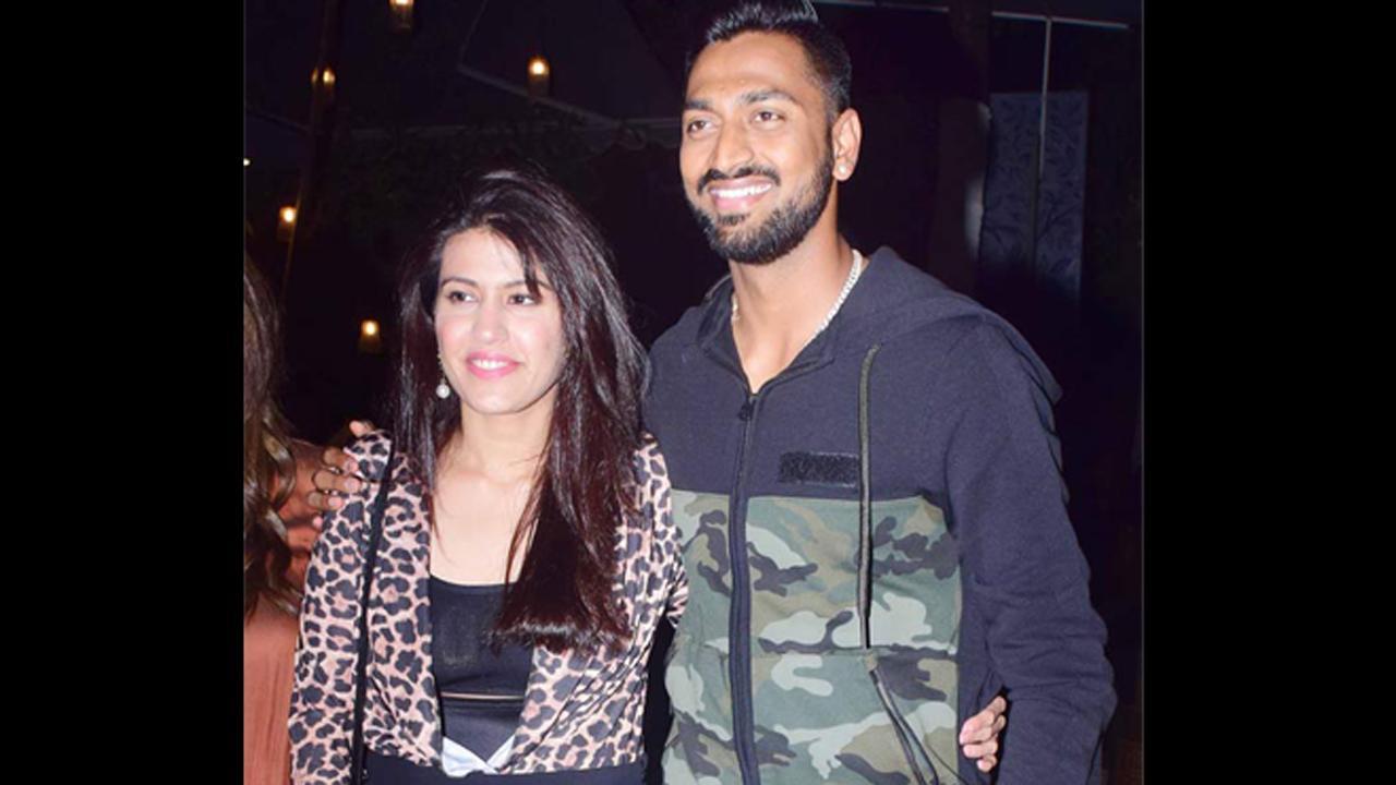 Krunal Pandya with wife Pankhuri. Picture/Yogen Shah