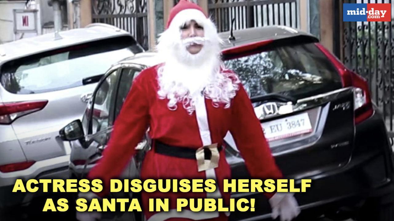 Bollywood actress disguises herself as Santa Claus in public!