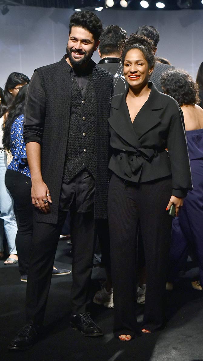Ace fashion designers Kunal Rawal and Masaba Gupta twinned in their black formal outfits as they walked the ramp of Lakme Fashion Week Summer Resort 2020.