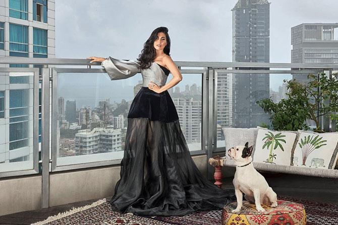 She stuns in this grey and black sheer gown by Bibhu Mohapatra.