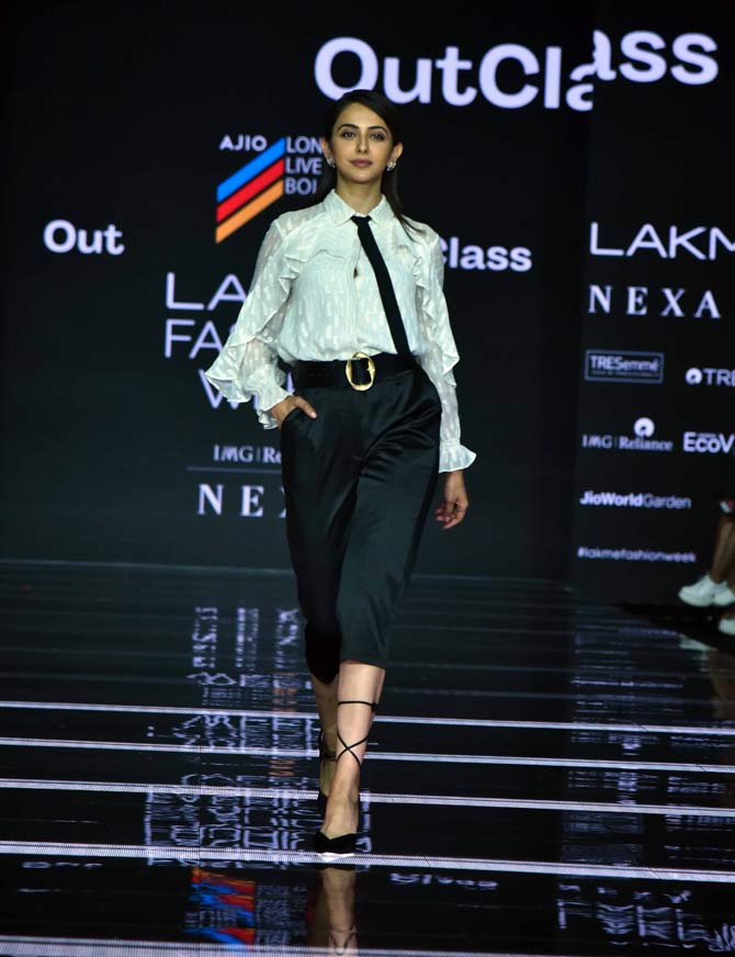 Rakul Preet Singh was also snapped in her boss lady avatar at the Lakme Fashion Week Summer Resort 2020.