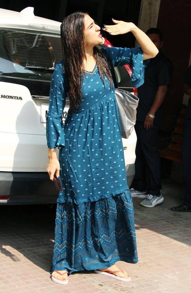 Sara Ali Khan was also spotted in the city. The actress was seen wearing blue ethnic wear after her pilates session in Bandra.