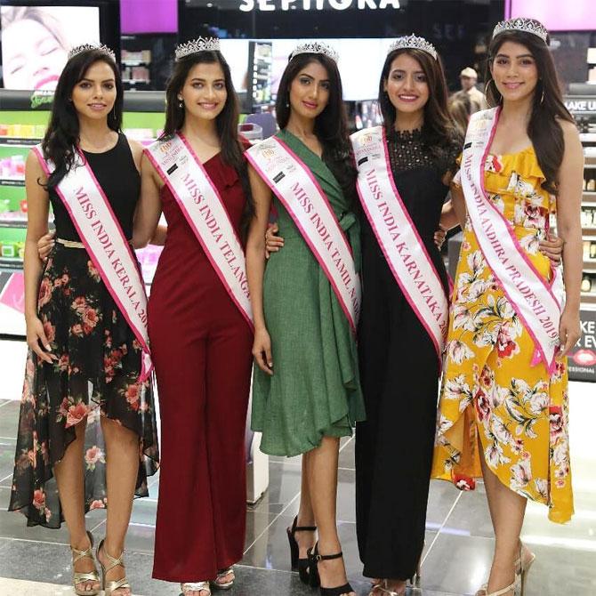 The Miss Telengana stands out from her fellow contestants at the preliminary round of the Femina Miss India 2019 competition.