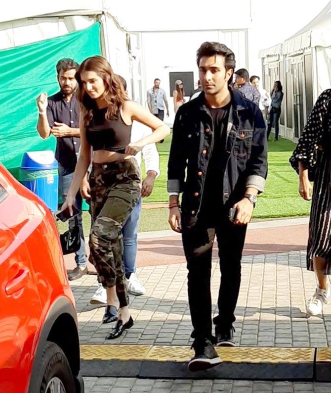 At the LFW 2020, Tara Sutaria walked for designer Punit Balana's collection The Royal Bagh, inspired by Sisodia Rani Palace Garden of Jaipur. In picture: Tara clicked with boyfriend Aadar Jain, after the show.