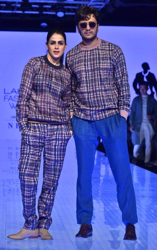 Bollywood's power-couple Riteish Deshmukh and Genelia D'Souza walked for Amaare, Kunal Anil Tanna and Tisa Studio who made their debut at Lakme Fashion Week Summer/Resort 2020.