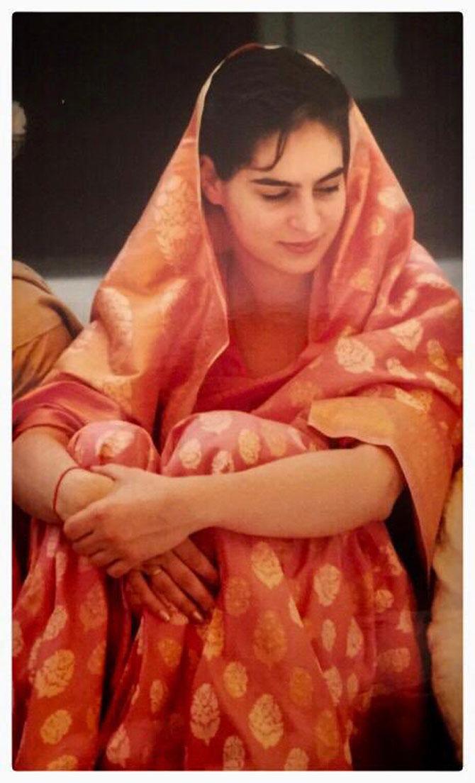 Priyanka Gandhi wore a south Indian sari which belonged to her grandmother, Indira Gandhi.