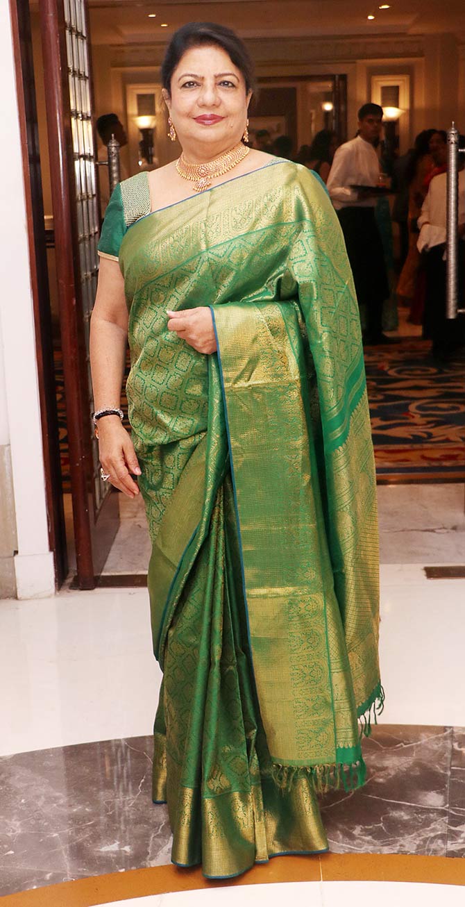 Priyanka Chopra Jonas' mother Madhu Chopra also attended Rikku Rakesh Nath's daughter Dakshina's wedding reception.