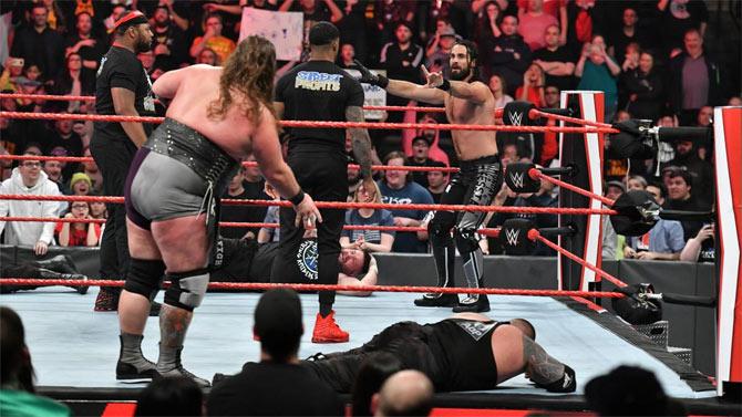 However, Kevin Owens had help as he was being attacked when Street Profits came to his rescue to take out Rollins and crew
