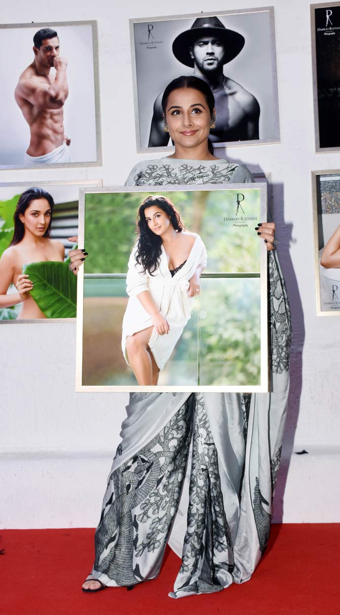 Vidya Balan posed with one of her portraits at the Calendar launch event hosted in the city. On the professional front, the actress will be next seen playing the role of a Mathematician in Shakuntala Devi.