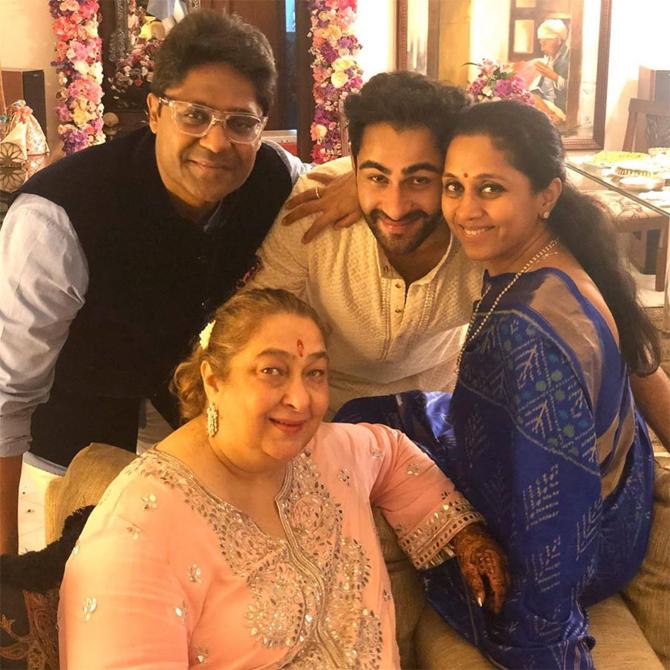 In photo: Supriya Sule shares a hug with Armaan Jain as she poses for a picture the groom-to-be and his mother Rima Jain