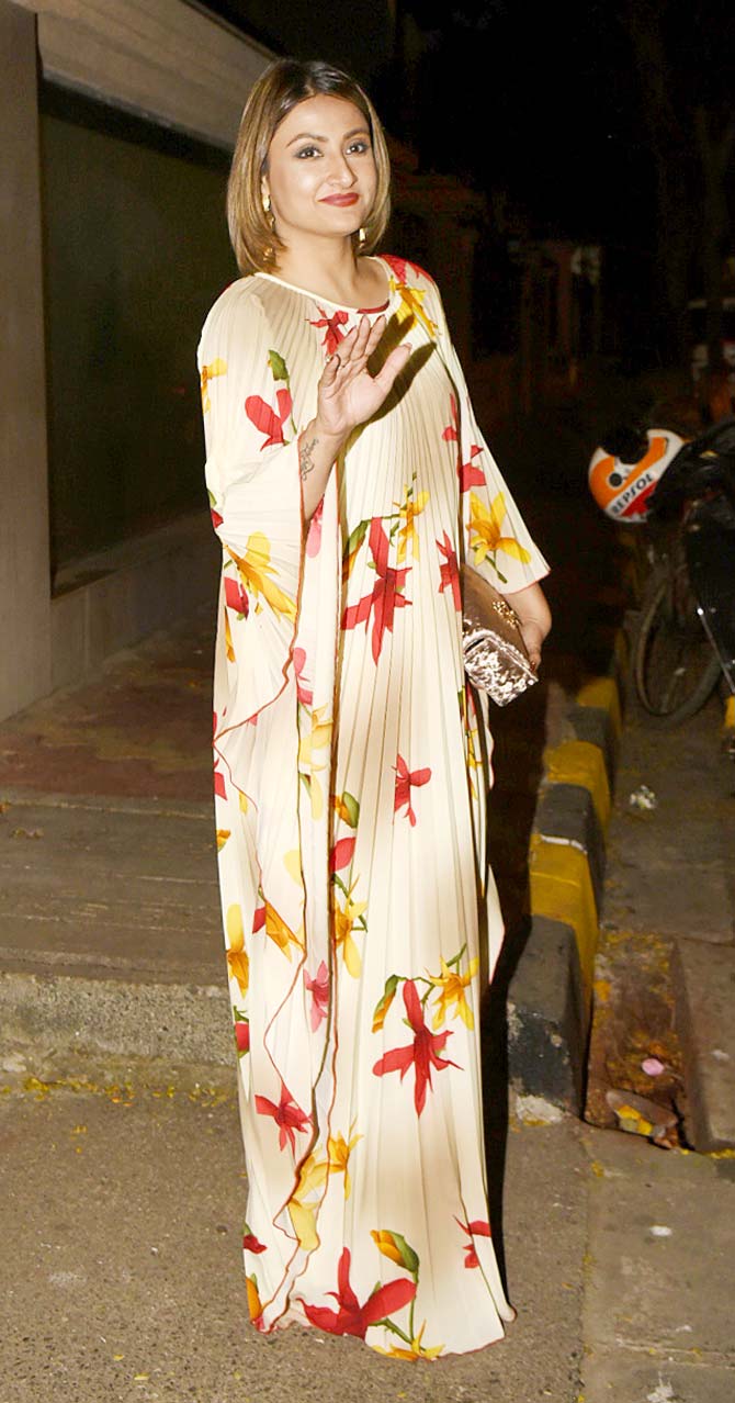 Urvashi Dholakia opted for a floral print maxi dress as she attended Shobha Kapoor's birthday bash.