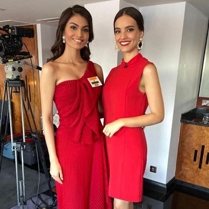 Suman Rao posed with Miss World 2019 in similar coloured costumes. She wrote, 