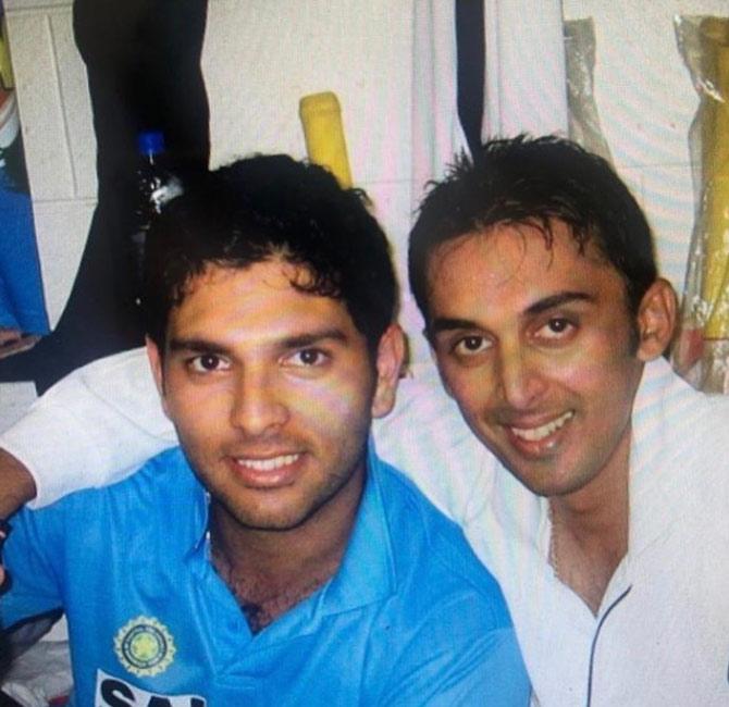 Besides his father Sunil Gavaskar, the legendary cricketer, Rohan Gavaskar's family boasts of some big cricket names - his uncle Gundappa Viswanath and great-uncle Madhav Mantri, both represented India
In picture: Rohan Gavaskar with Yuvraj Singh during their early days