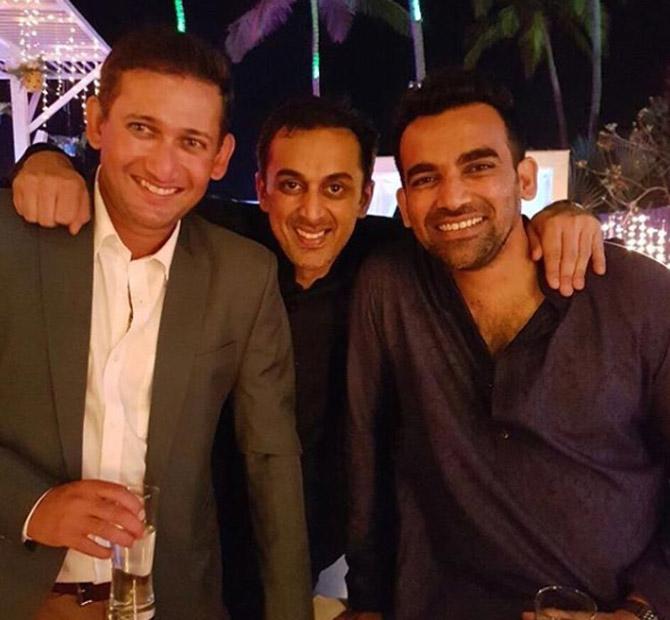 In first class cricket, Rohan Gavaskar played 117 matches with 6,938 runs to his name. 
In picture: Rohan Gavaskar with Ajit Agarkar and Zaheer Khan at a party