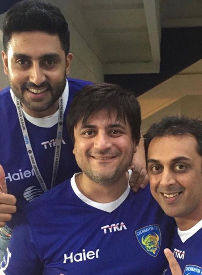 In picture: Rohan Gavaskar with his Bollywood buddies Abhishek Bachchan and Goldie Behl