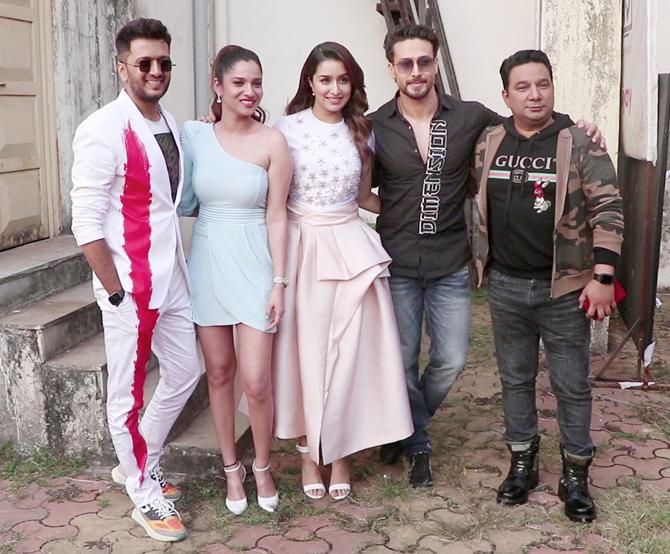 Director Ahmed Khan was also at the promotional event of Baaghi 3. With Baaghi 3, Tiger's three-times-the- 'Ronnie' avatar is a treat for the classes and the masses – the multiplex audience and the single-screen audiences.
In picture: Riteish Deshmukh, Ankita Lokhande, Shraddha Kapoor, Tiger Shroff and Ahmed Khan pose for a picture together.