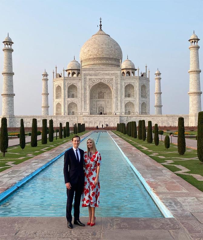 President Trump's daughter Ivanka took to Instagram to share inside pictures from her visit to the Taj Mahal. In the pictures, Ivanka can be seen posing alongside her husband Jared Kushner. Ivanka wrote: The grandeur and beauty of the Taj Mahal is awe-inspiring!