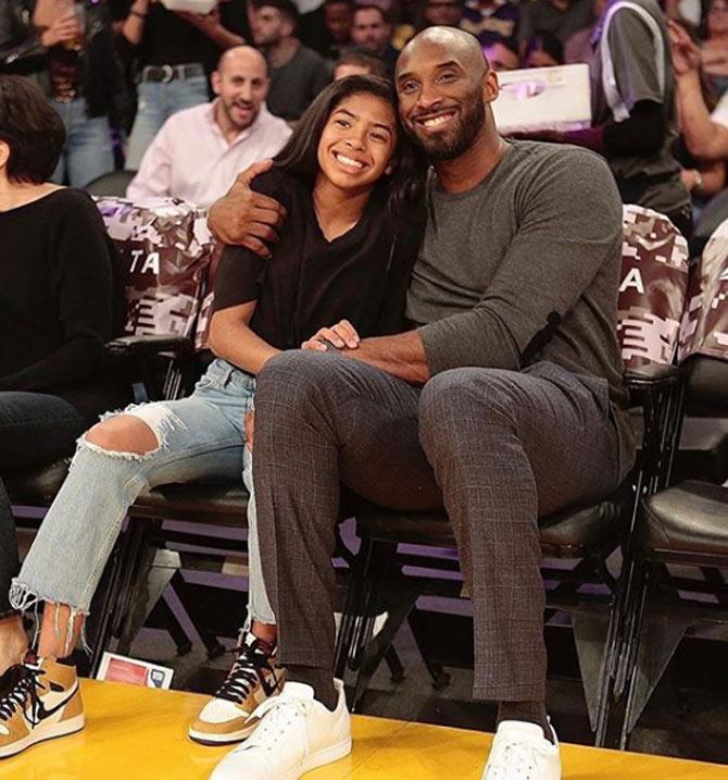 In picture: Kobe Bryant and his daughter watching the LA Lakers game in November 2019. Vanessa shared and wrote, 