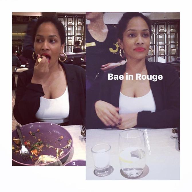 Even if food is the way through her heart, Masaba Gupta definitely knows to show off her love for food with a humorous side. While sharing this picture, Masaba said that on the right is the person who elegantly waits to eat like a cultured person who watches her weight. While on the left is another version of her who reapplies lipstick after successfully finishing two plates of each round, drooling and smirking at people who watch their weight. Masaba Gupta shared this picture post a great Thai meal in Mumbai.

