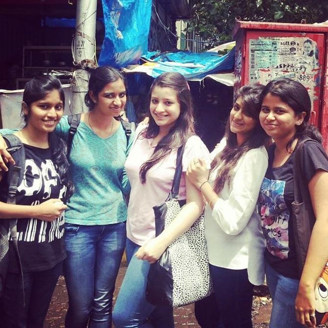 In photo: Natasha Gandhi poses with her gang of girls after attending her classes in the suburbs of Mumbai.
