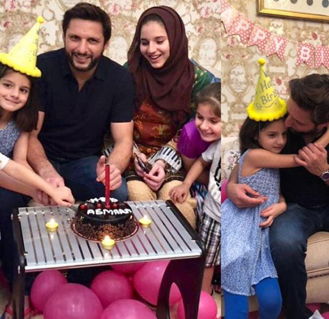Shahid Afridi's best score in ODIs is 124 while his best bowling figures is an amazing 7/12.
In picture: Shahid Afridi with his daughters