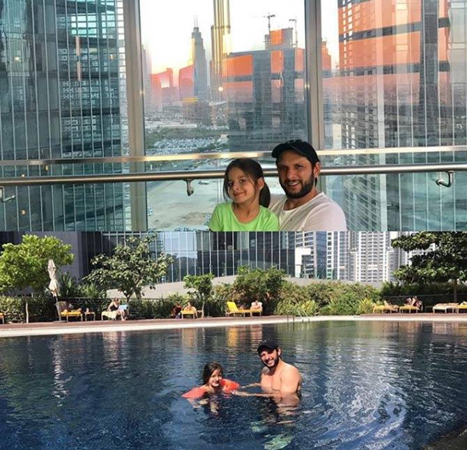 Shahid Afridi played his last Test match on July 13, 2010, against Australia, again.
In picture: Shahid Afridi with his daughters