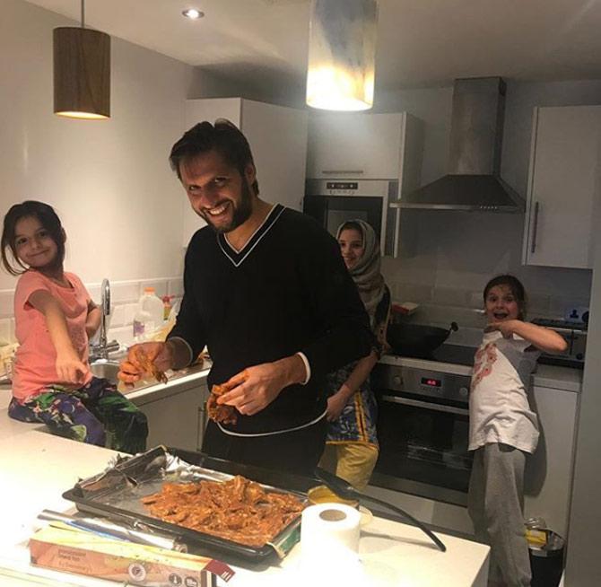 Shahid Afridi has played 27 Tests and scored 1,716 runs with 48 wickets to his name.
In picture: Shahid Afridi with his daughters